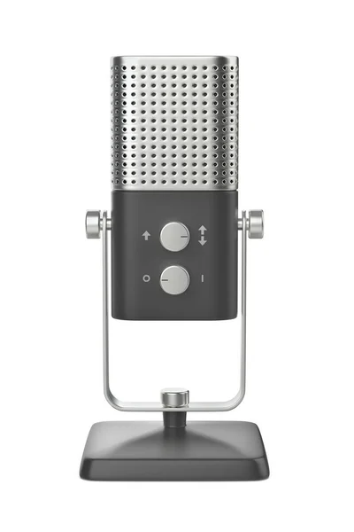 Vista Frontale Del Moderno Microfono Studio Sfondo Bianco — Foto Stock