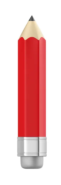 Lápis Vermelho Com Borracha Isolado Sobre Fundo Branco — Fotografia de Stock