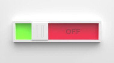 Beyaz arkaplan üzerindeki sürgülü açma kapama düğmesi