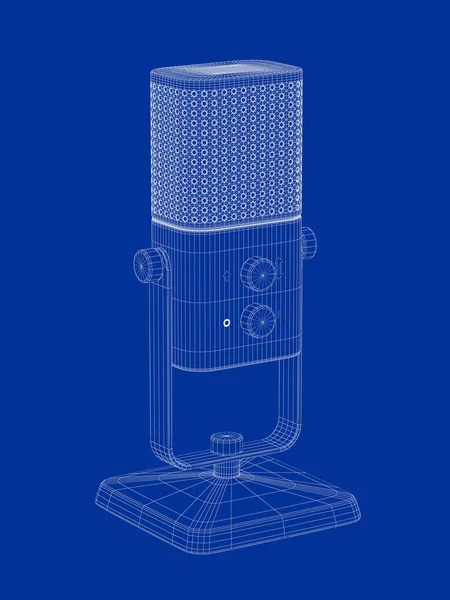 Drut Frame Model Nowoczesnego Mikrofonu Studyjnego — Zdjęcie stockowe