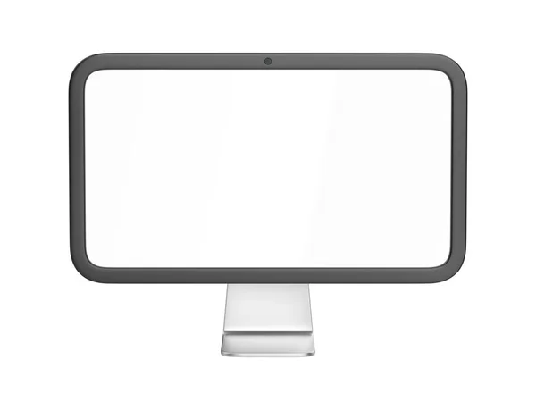 Computer Monitor Empty Screen White Background Front View — Stock Photo, Image