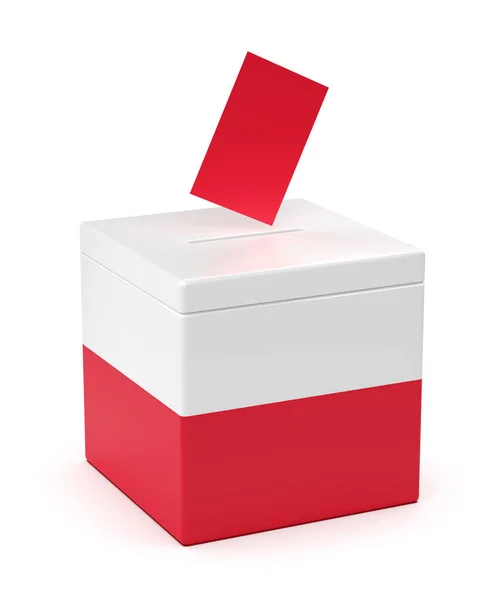 将选票插入印有波兰国旗的投票箱 — 图库照片