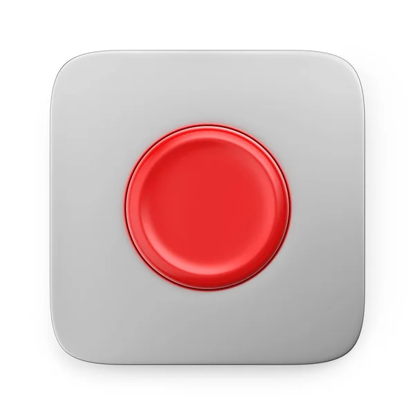 Lesklé Červené Tlačítko Bílém Pozadí — Stock fotografie