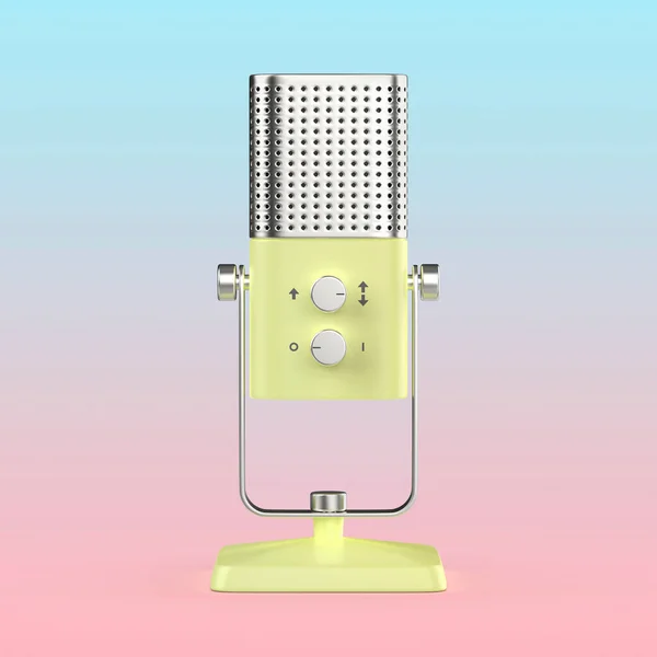 Modernes Studiomikrofon Auf Farbigem Hintergrund — Stockfoto