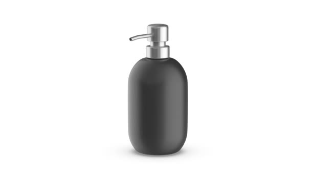 Bottiglia Sapone Liquido Nero Sfondo Bianco — Video Stock