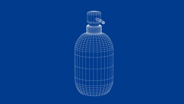 液体石鹸ディスペンサーの3Dワイヤーフレームモデル — ストック動画