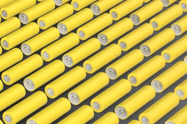 Birçok sarı AA büyüklüğünde pil