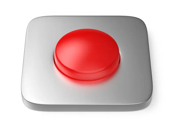 白色背景上的红色紧急按钮 — 图库照片