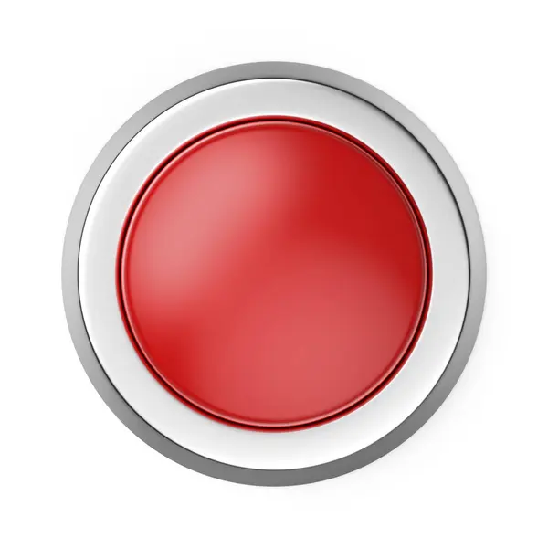 Круглая Красная Аварийная Кнопка Белом Фоне — стоковое фото