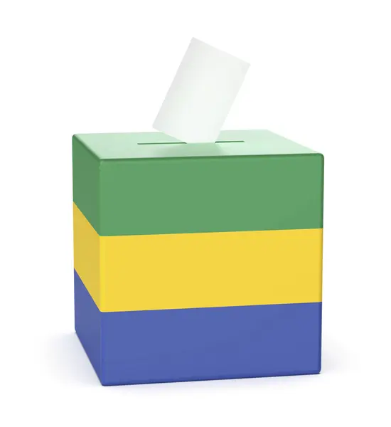 Imagen Conceptual Para Las Elecciones Gabón Urnas Con Papeleta Votación — Foto de Stock