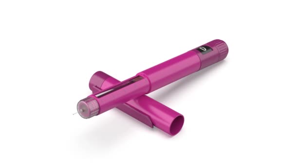 Purple Insulin Injector Pen White Background — Stock Video