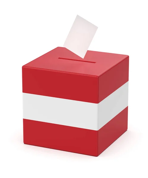 Imagen Conceptual Para Las Elecciones Austria Urnas Con Papeleta Votación — Foto de Stock