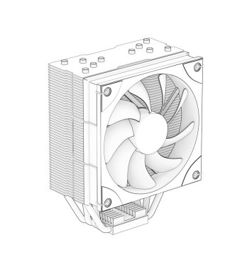 Yüksek performanslı bilgisayar işlemcisi hava soğutucusunun çizimi