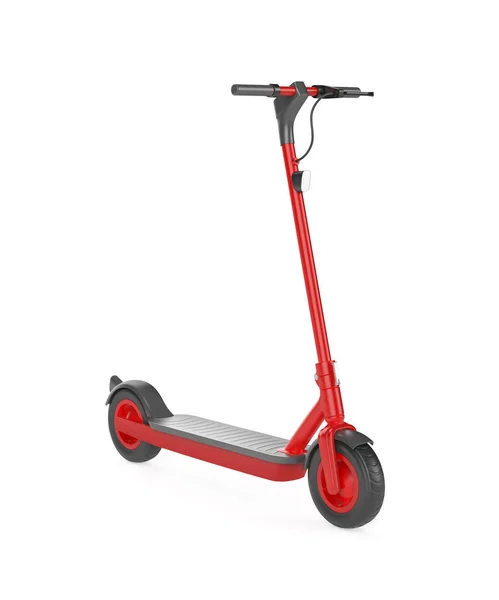 Beyaz Arkaplanda Kırmızı Elektrikli Scooter — Stok fotoğraf
