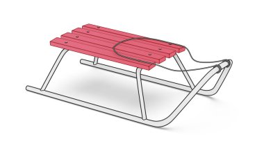 Beyaz arkaplanda kızak çizimi