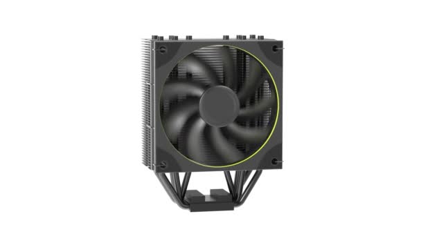 High Performance Black Colored Cpu Air Cooler Five Heat Pipes — Stockvideo