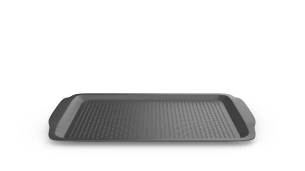 Empty Fast Food Plastic Tray White Background — Wideo stockowe