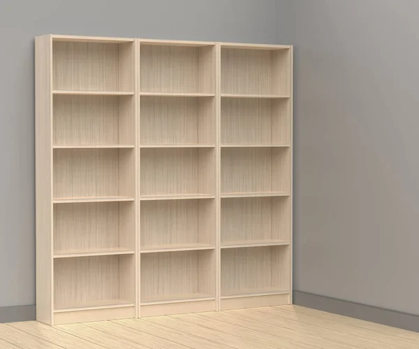 Empty Wooden Bookcases Room — Stock Photo, Image