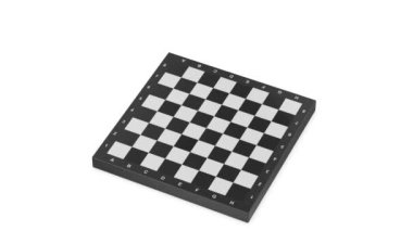 Beyaz arkaplanda siyah satranç tahtası