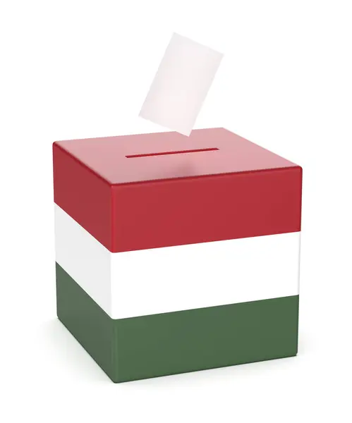 Caixa Cédulas Com Bandeira Hungria Imagem Conceitual Para Eleição Hungria Fotos De Bancos De Imagens