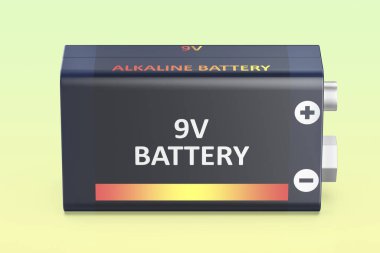 Renk arkaplanında 9V pil