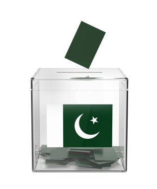 Concept image for election in Pakistan, ballot box with voting paper clipart