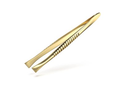 Beyaz arka planda altın kaşlı cımbızlar