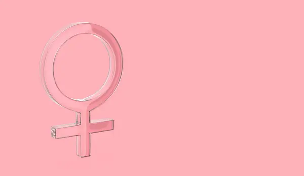 Скляний Жіночий Гендерний Знак Рожевому Фоні Стокова Картинка