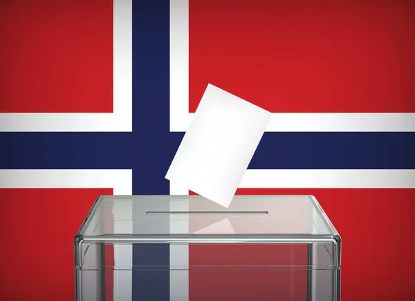 Caja Votación Con Bandera Nacional Noruega Imagen De Stock