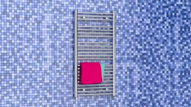 Radiador Toalla Calefacción Cromado Con Baño — Vídeos de Stock