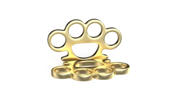 Pair Brass Knuckles White Background — Stock Video