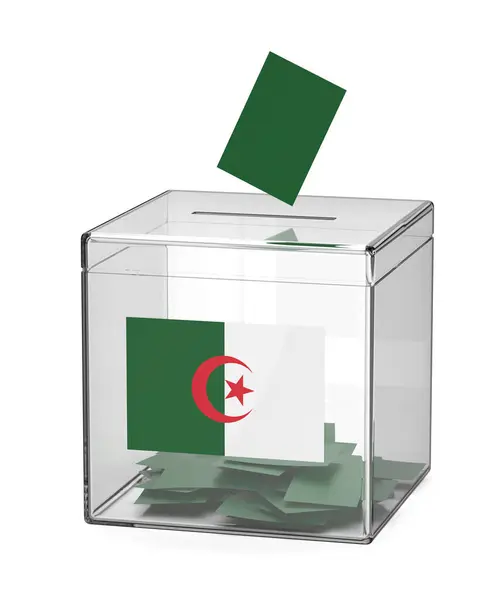 Виборча Скринька Національним Прапором Алжиру Ліцензійні Стокові Зображення