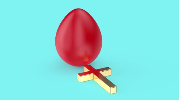 Easter Decoration Red Egg Golden Cross — Stock Video