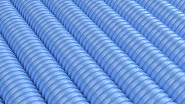 Rows Blue Corrugated Pipes — Stock Video