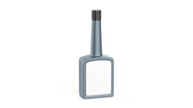 Beyaz zemin üzerinde boş plastik şişe, otomotiv yakıtı katkı maddesi, motor yağı veya diğer amaçlar için kullanılabilir.