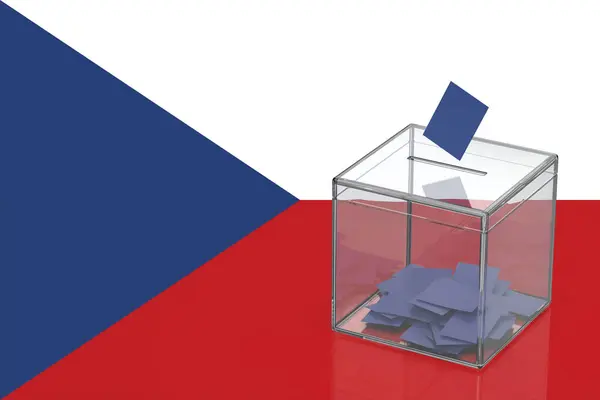 Избирательная Урна Флагом Чехии Лицензионные Стоковые Фото