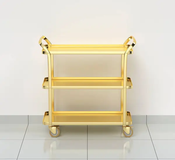 Empty Gold Food Serving Cart Stock Picture