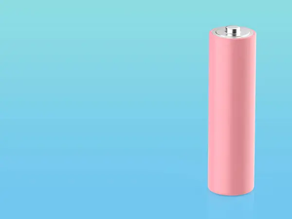 蓝色背景的Pink Aa尺寸电池 复制空间 图库图片