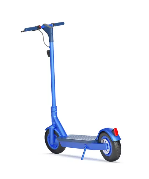 Moderne Blauwe Elektrische Scooter Witte Achtergrond Stockfoto