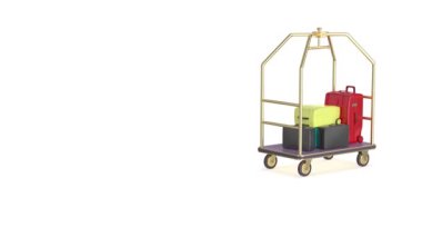 Otel bagaj vagonu bavullar ve çantalarla dolu.