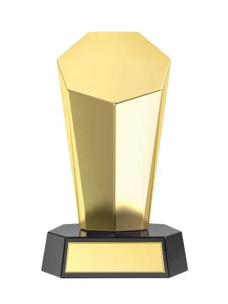 Trofeo Obelisco Dorado Sobre Base Negra Brillante Imagen De Stock