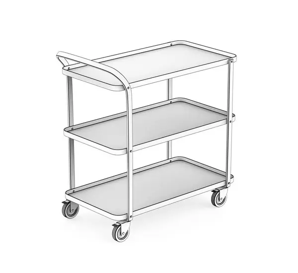 Sketch Food Serving Cart White Background Stock Photo
