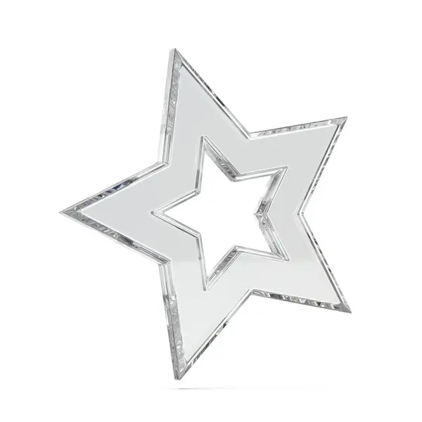 Glänsande Kristall Stjärna Vit Bakgrund Stockbild