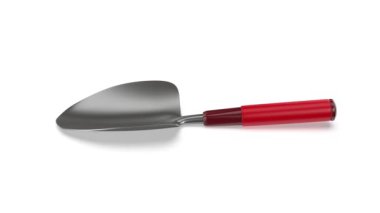 Beyaz arka planda kırmızı saplı bahçe malası