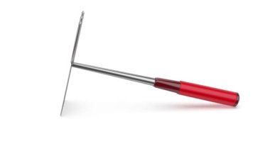 Beyaz arka planda kırmızı saplı çapa.