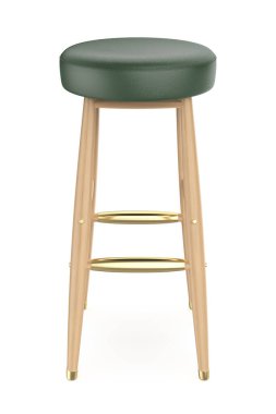 Beyaz arka planda tahta bar taburesinin ön görüntüsü