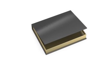 Siyah ve altın bir kutuda boş bir siyah plastik kart.