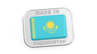 Kazakistan malı, Kazakistan ulusal bayrağı taşıyan gümüş rozet.