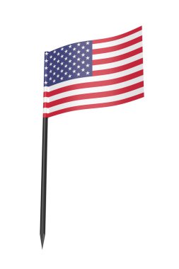 Beyaz bir sırt grubunda izole edilmiş Amerikan bayrağı.