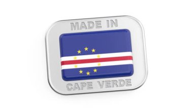 Cape Verde 'de yapılmış, üzerinde Cape Verde bayrağı olan gümüş bir rozet.